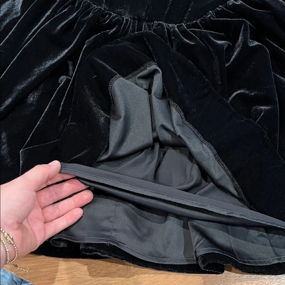 Bardot Black Velvet  Dress with crystal Details - Picture 5 of 11